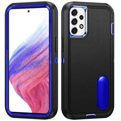 For Apple iPhone 16 Plus (6.7") Hybrid 3 Layers Hard 3in1 Shockproof with Kickstand Heavy Duty Hard TPU Rubber Anti-Drop Case Cover Black / Blue