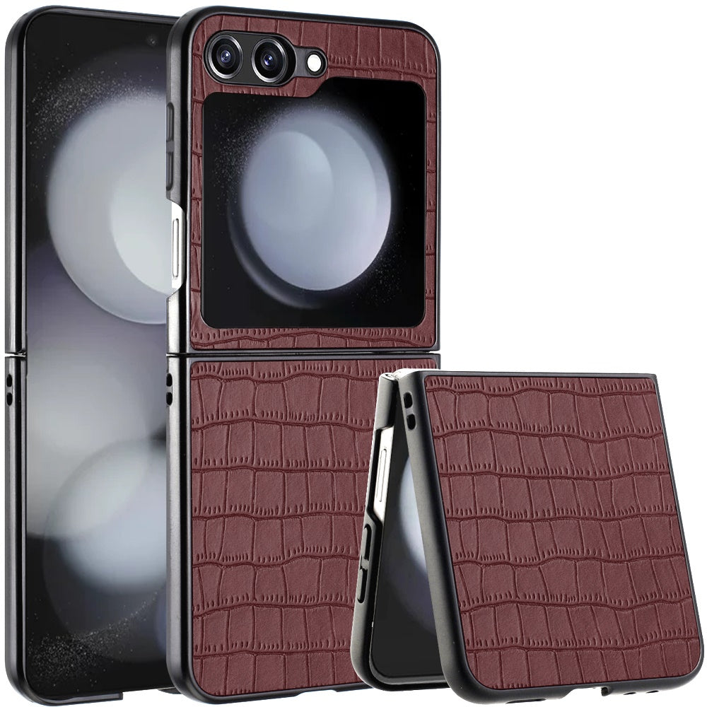 For Motorola Razr+ PLUS (2025 /2024) PU Vegan Leather Case, Premium Snap-On Hard Shell Cover, Slim Fit Protective Matte Finish Case Cover Brown