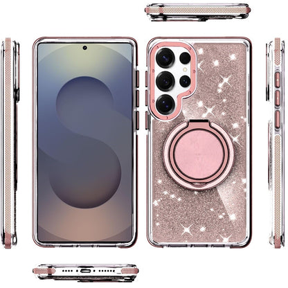 For Samsung Galaxy S26 Ultra Slim Bling Glitter Sparkly Shimmer Hybrid with Magnetic Ring and 360° Rotational Stand [Compatible with Magsafe] Case Cover