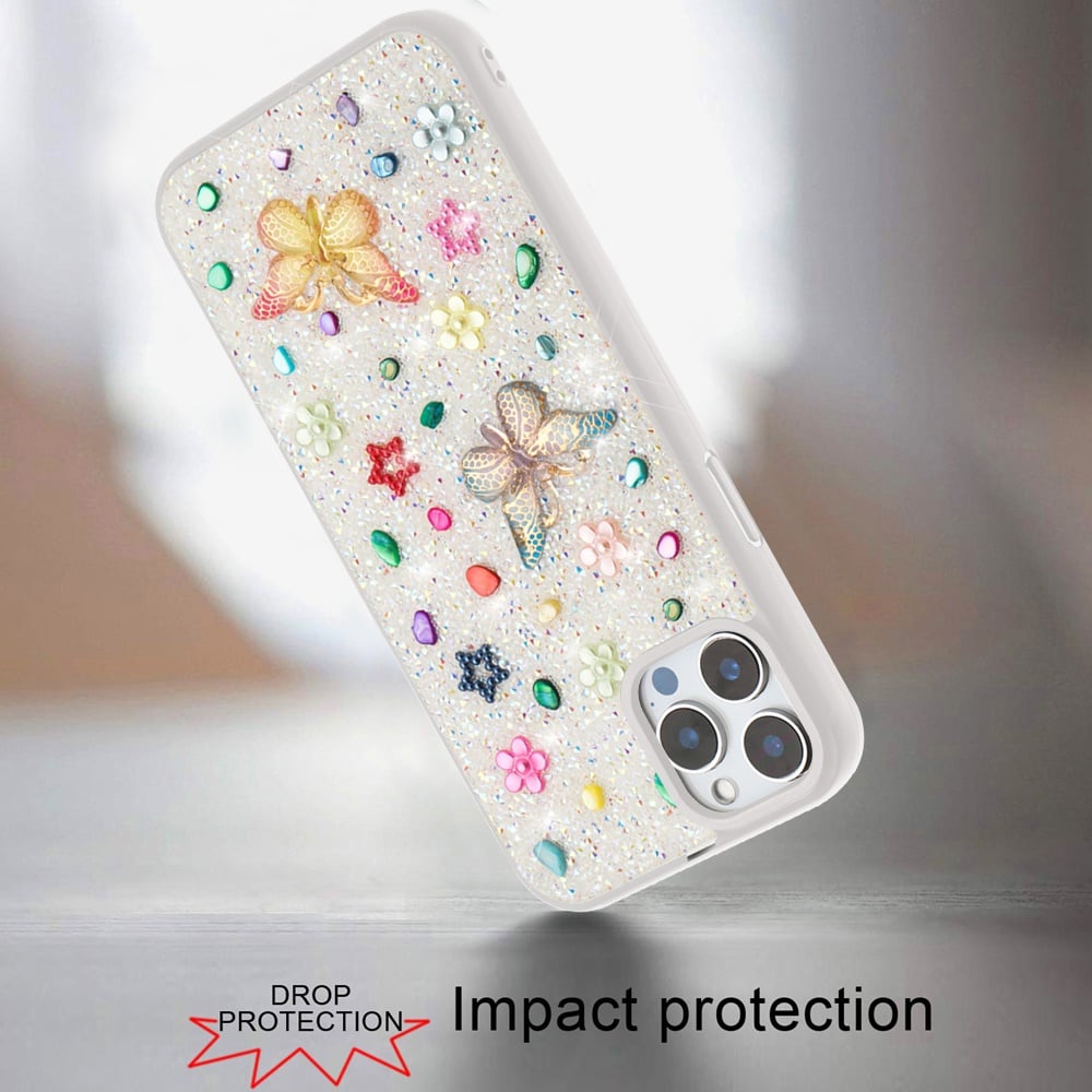 For Apple iPhone 12 Pro Max Diamond Butterfly 3D Glitter Bling Design, Slim Hybrid Sparkle Protective Cover TPU for Women Girls Case Cover Teal
