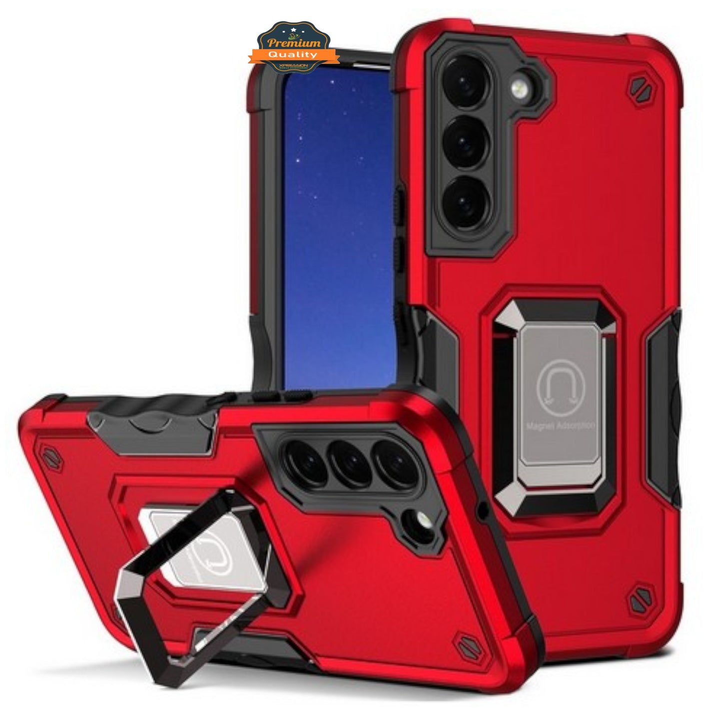 For Samsung Galaxy S26 Ultra Heavy Duty Hybrid 2in1 Hard PC & TPU Rugged Bumper Shockproof with Magnetic Ring Kickstand Case Cover