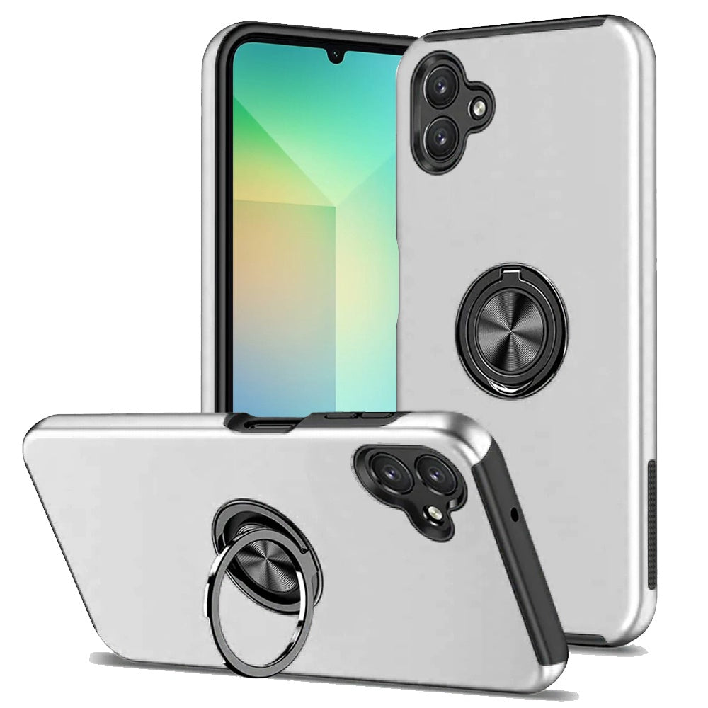 For Samsung Galaxy A06 Hybrid 360 Degree Rotatable Metal Invisible Ring Stand Holder Fit Magnetic Car Mount Shockproof Case Cover