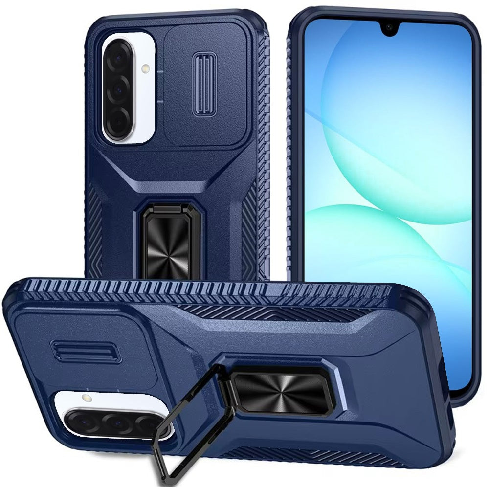 For Samsung Galaxy A17 5G Case, Camera Cover with Magnetic Rotation Ring Stand, Military Grade Hybrid Hard TPU Shockproof Case Cover