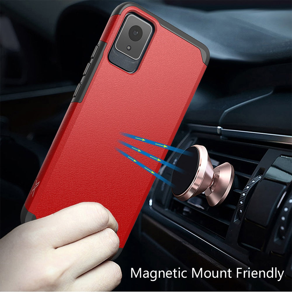 For TCL K11 Tough Hybrid Magnetic Mount Friendly Shock Protection Durable Grip Includes Tempered Glass Case Cover Red