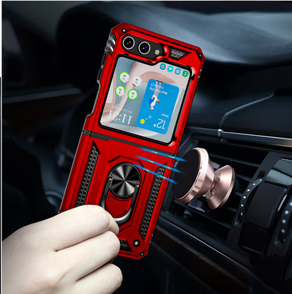 For Samsung Galaxy Z Fold 7 Hybrid Shockproof Protective with Magnetic 360° rotating Ring Kickstand, TPU Rubber PC Case Cover