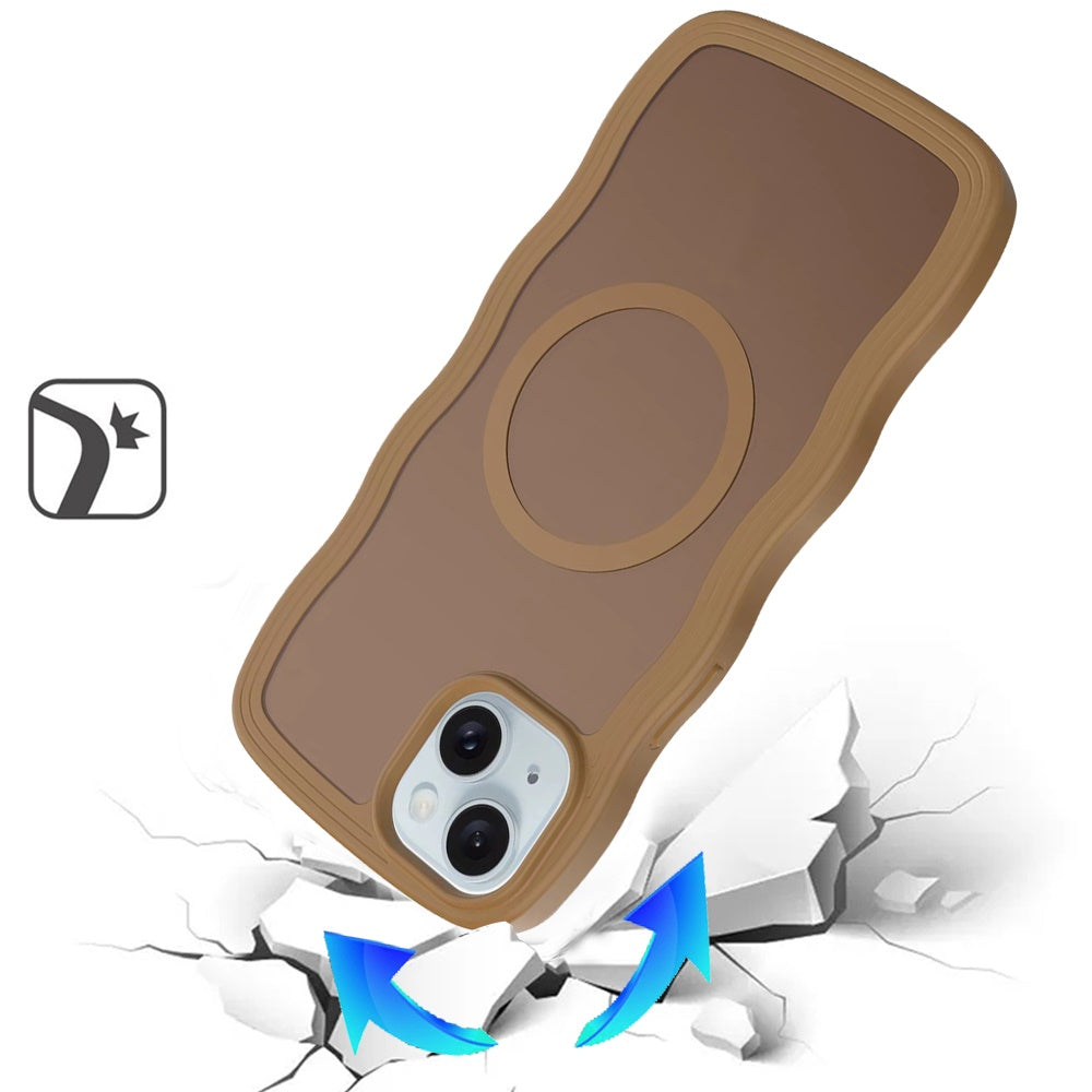 For Apple iPhone 17E /16E Grip Hand Magnetic Hybrid Case Shockproof Protection Matte Skin Rubber TPU + PC Case Cover Coffe
