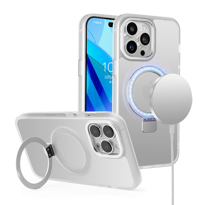 For Apple iPhone 17E /16E Magnetic Metal Matte with Built-in MagSafe Stand, Hybrid Shockproof Armor, TPU Frame Case Cover Clear