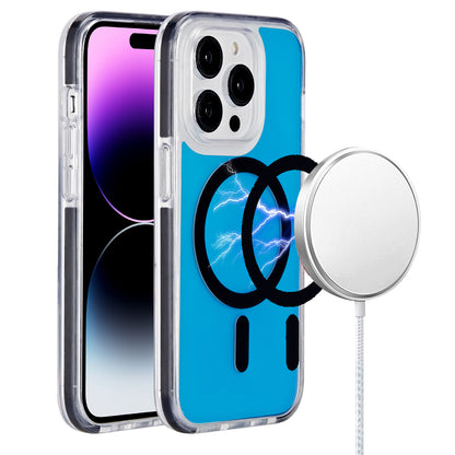 For iPhone 15 Pro (6.1") Design Pattern IMD Magnetic Hybrid Shockproof Protection Durable Secure Grip Slim Fashion Case Cover Space Silver Pattern