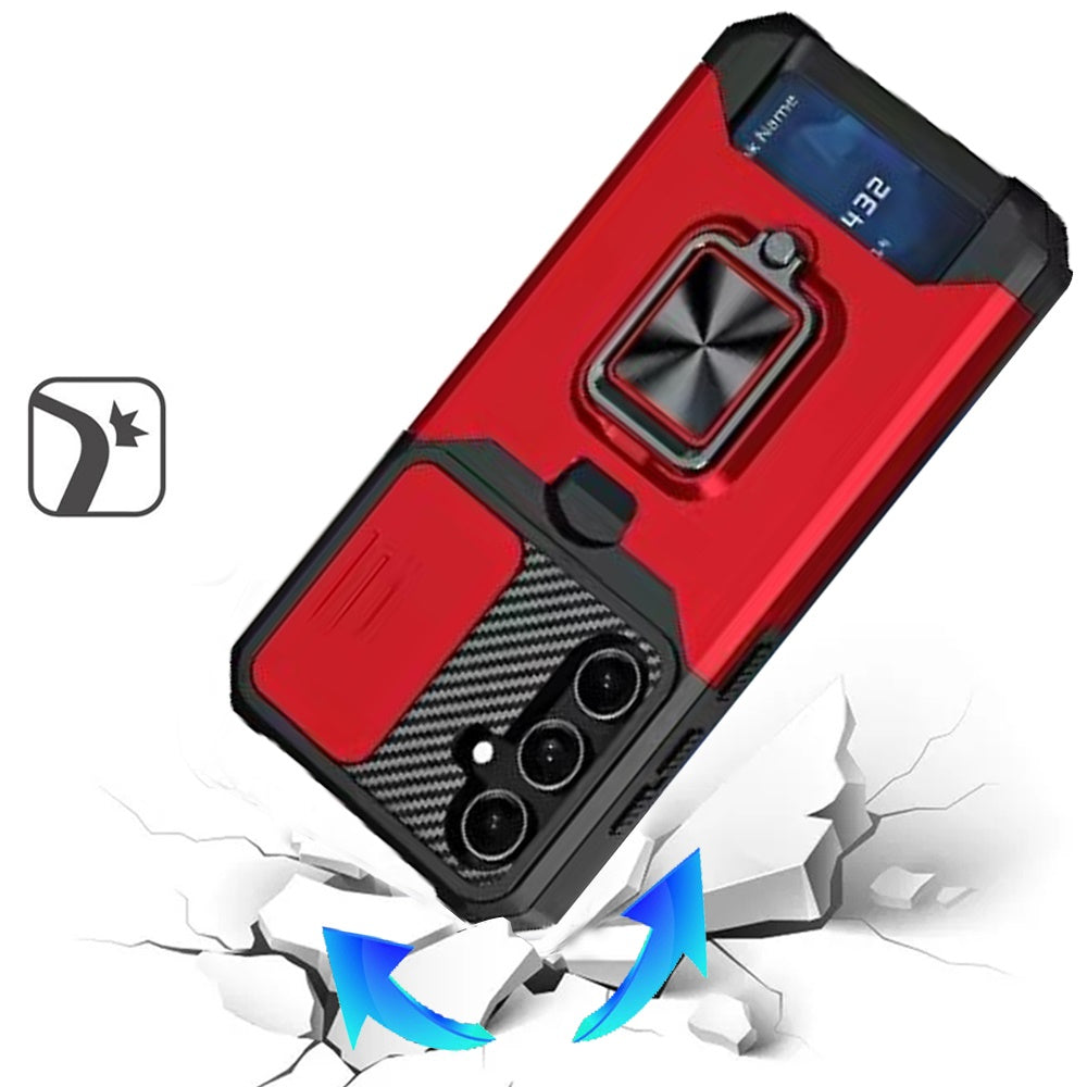 For Samsung Galaxy S25 FE, S25 Fan Edition Wallet Case with Ring Stand & Slide Camera Cover Back Credit Card Slot Holder, Military Grade Case Cover