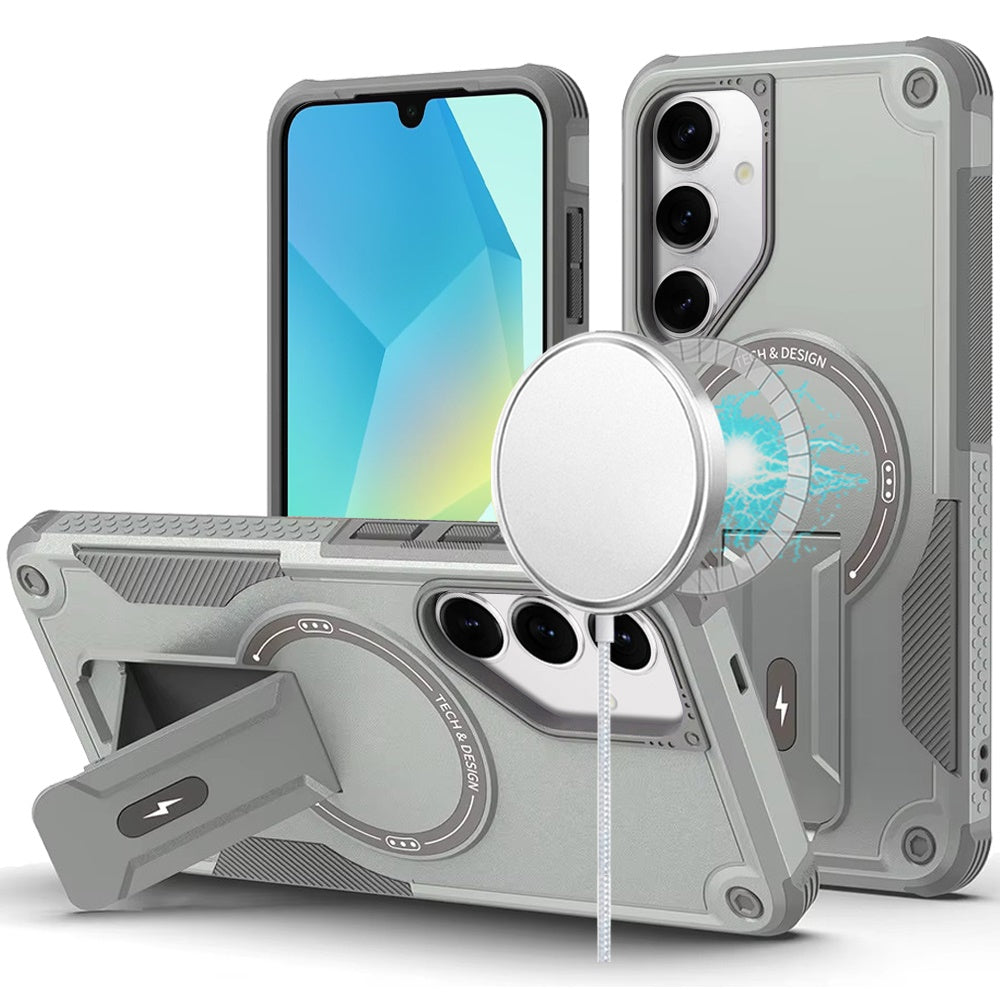 For Samsung Galaxy A16 5G Magnetic Invisible Kickstand Holder with Magsafe, Slim Fit Shockproof Hybrid Military Grade Heavy Duty Case Cover Blue