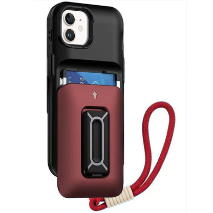 For Apple iPhone 14 /13 Wallet Case with 2- Credit Card Holder, Wrist Strap & Kickstand Hybrid Shockproof TPU Case Cover