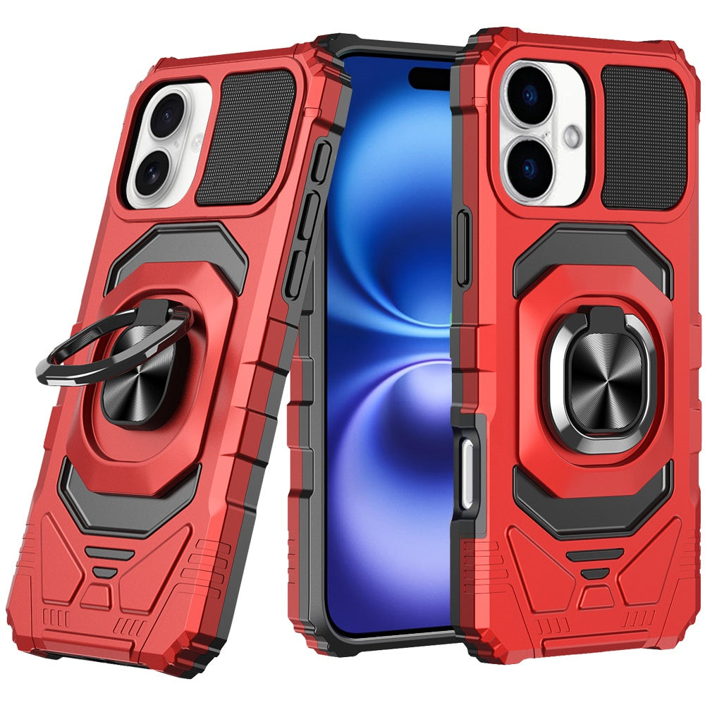 For Apple iPhone 17 (6.3") Hybrid Dual Layer with 360° Rotate Magnetic Ring Stand Holder Kickstand TPU Rugged PC Shockproof Case Cover