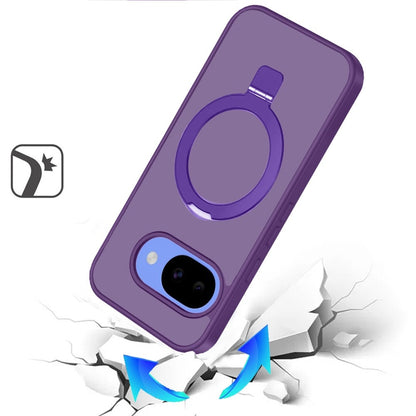Phone Case for Google Pixel 10A Magnetic Ring Stand Full Rotation Matte Shockproof Grip Anti Slip Durable Camera Protection Hybrid Cover