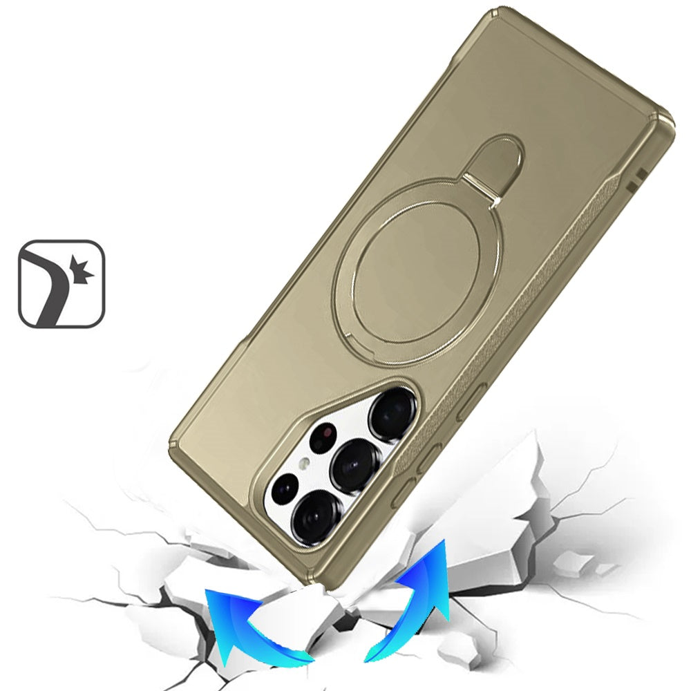 Phone Case for Samsung Galaxy S25 Ultra Magnetic Ring Stand Matte Finish Shockproof Grip Slim Armor Heavy Duty TPU Protective Hybrid Cover