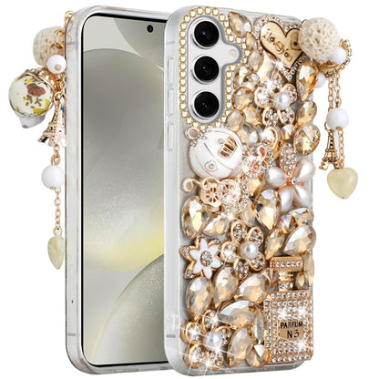 For Samsung Galaxy S25 /S24 Bling Crystal 3D Full Diamonds Luxury Sparkle Rhinestone Hybrid Case Cover Ultimate Multi Ornament Green