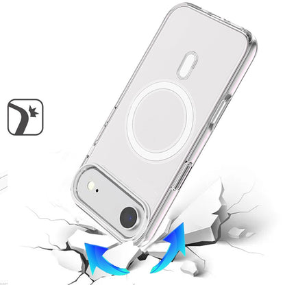 For Apple iPhone 17 AIR MagSafe Compatible Transparent Hybrid Case with Magnetic Circle, Shock Absorption TPU Rubber Case Cover Clear