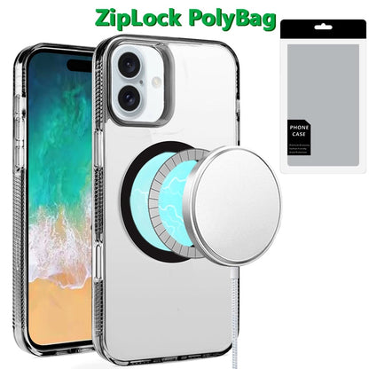 For Apple iPhone 16 Plus MagSafe Compatible Integrated Technology Clean Transparent Hybrid Armor TPU Frame Case Cover Black