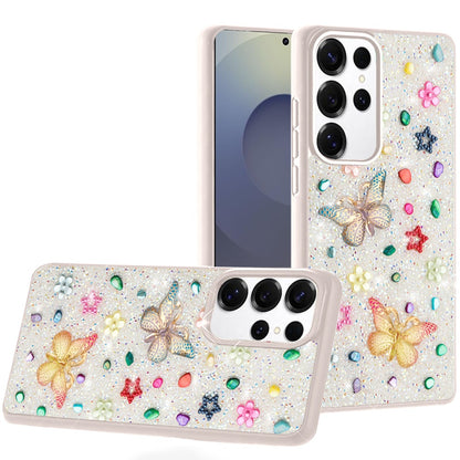 For Samsung Galaxy S25 Ultra Diamond Butterfly 3D Glitter Bling Design, Slim Hybrid Sparkle Protective Cover TPU for Women Girls Case Cover
