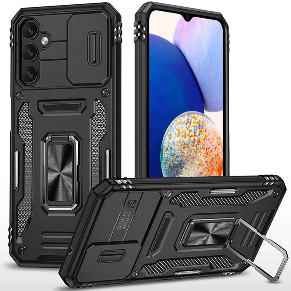 For Samsung Galaxy S26+ / S26 Plus Tough Hybrid Case with Movable Camera Window & Metal Ring Stand Shockproof Case Cover