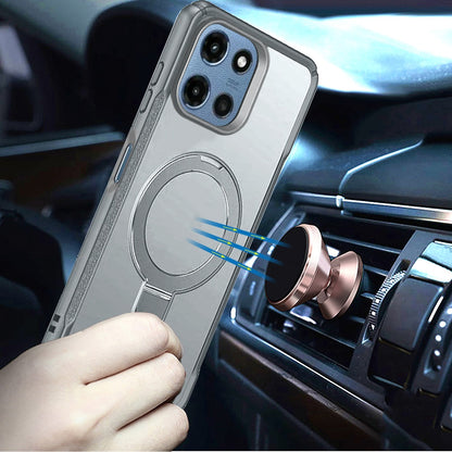 Phone Case for Motorola Moto G Play 5G 2026 Magnetic Ring Stand Matte Finish Shockproof Grip Slim Armor Heavy Duty TPU Protective Hybrid Cover Gray