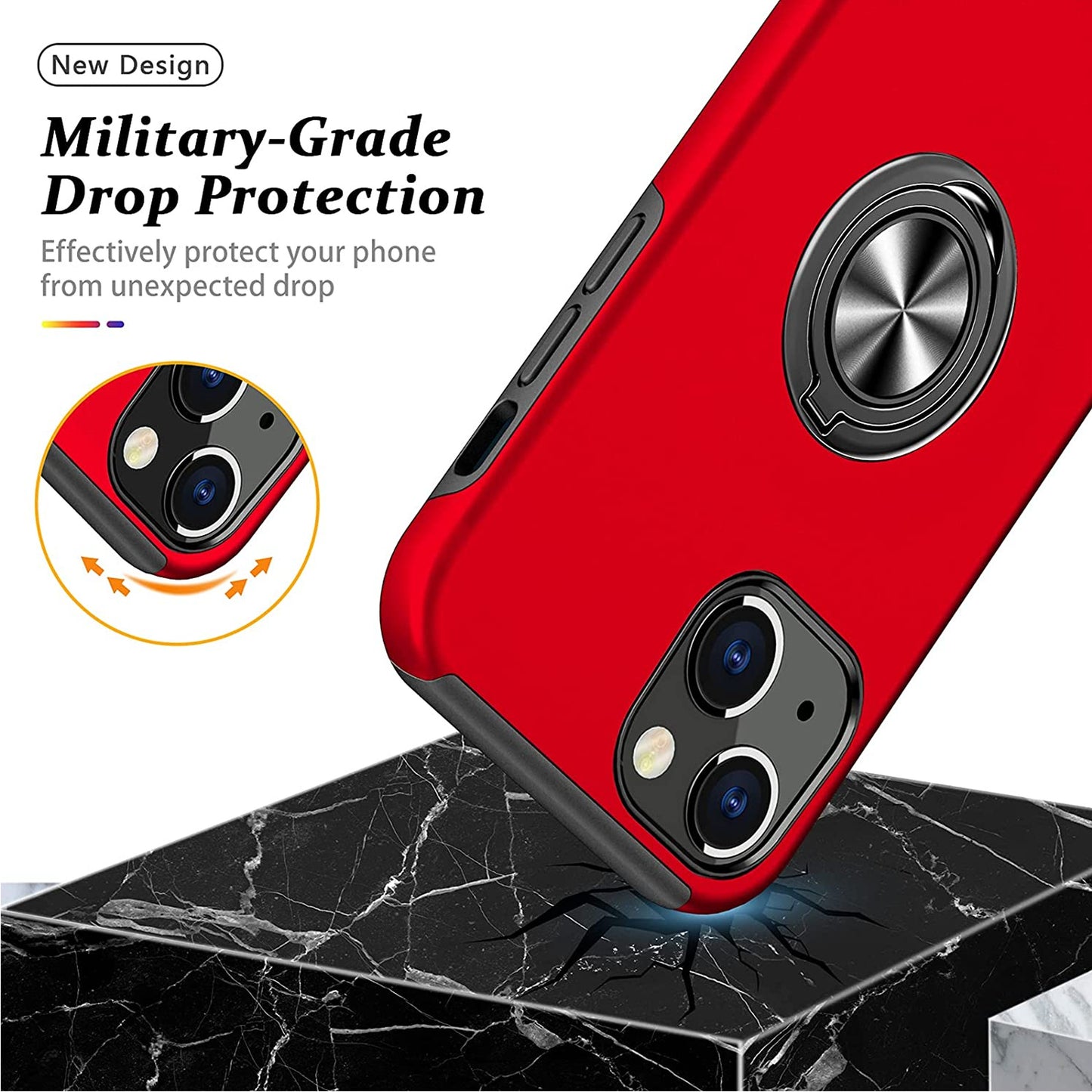 For Motorola Edge 2025 Military Grade Hybrid Case with Flat Metal Ring 360° Rotation Kickstand, Slim Fit Back Hard PC Case Cover