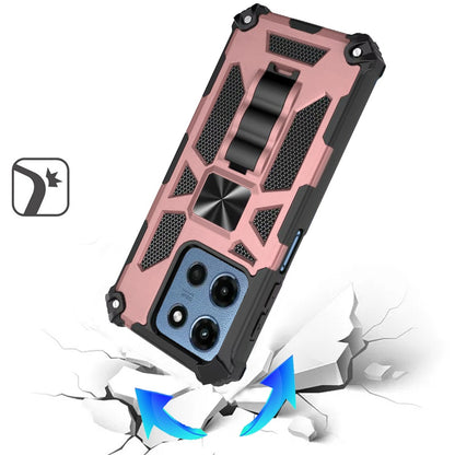 For Motorola Moto G 5G 2025 Hybrid Shockproof [Military Grade] Rugged Protective with Magnetic Car Mount & Invisible Stand Case Cover