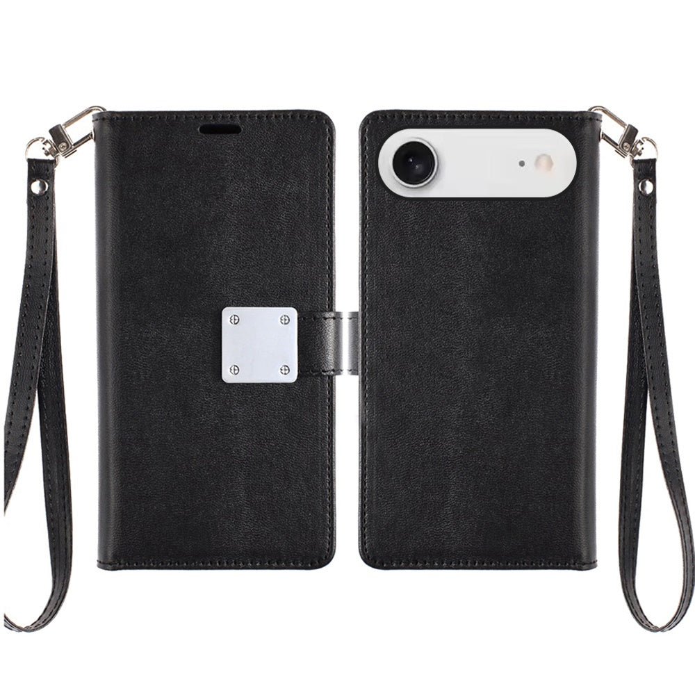 For Apple iPhone 17 Air (6.6") Wallet Cases PU Leather with Credit Card /ID /Cash Holder Slot Dual Flip Book Pouch, Stand and Strap Case Cover