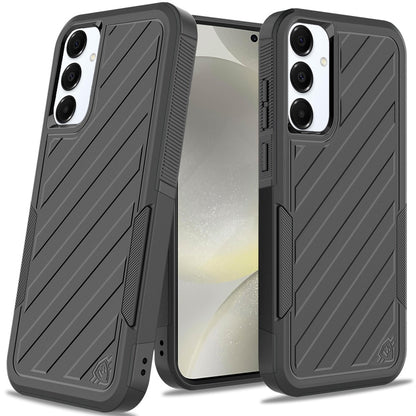For Apple iPhone 17E /16E Hybrid lined shockproof dual layer Rugged 2in1 Hard PC & Silicone TPU Non Slip Textured Tough Armor Case Cover Black