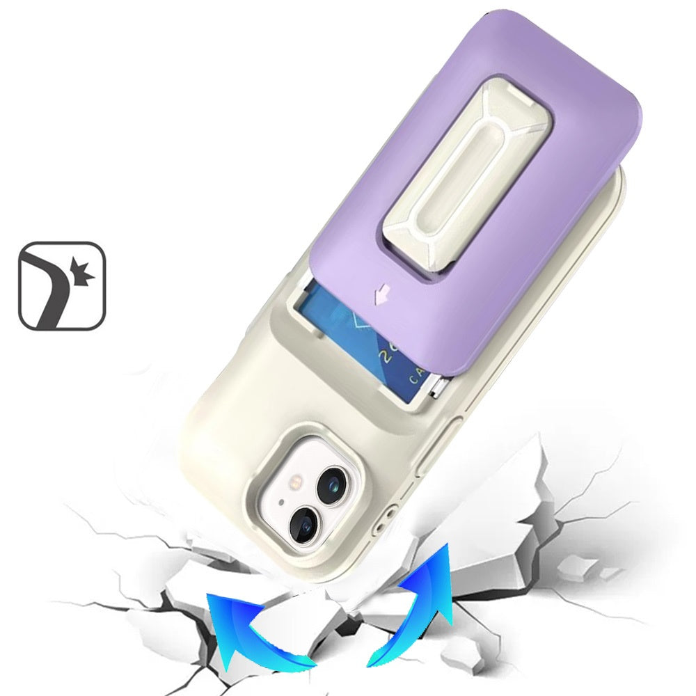 For Apple iPhone 12 /12 Pro Wallet Case with 2- Credit Card Holder, Wrist Strap & Kickstand Hybrid Shockproof TPU Case Cover