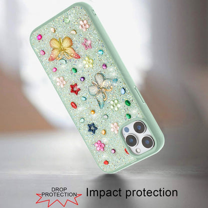 For Apple iPhone 12 Pro Max Diamond Butterfly 3D Glitter Bling Design, Slim Hybrid Sparkle Protective Cover TPU for Women Girls Case Cover Teal