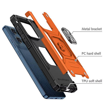 For Motorola Moto G Stylus 5G 2026 /2025 Armor Hybrid Magnetic Stand with Ring Holder Kickstand Shockproof Heavy-Duty Durable Rugged TPU Dual Layer Case Cover Cosmic Orange