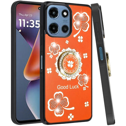For Motorola Moto G Play 5G 2026 Diamonds 3D Fashion Bling Sparkly Glitter Ornaments Engraving Hybrid with Ring Stand Case Cover