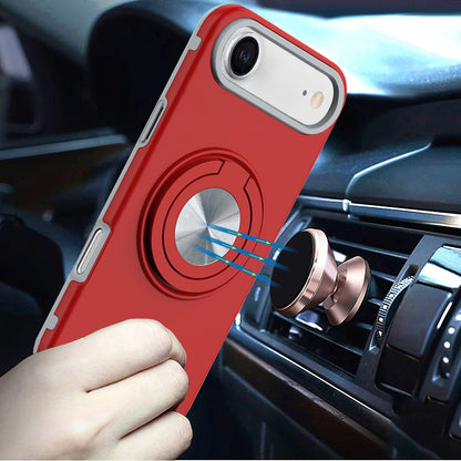 For Apple iPhone 17 AIR Metal Matte Hybrid with Invisible Rotational Ring Stand, Car Mount Friendly, Military Grade Slim Fit Sturdy Case Cover