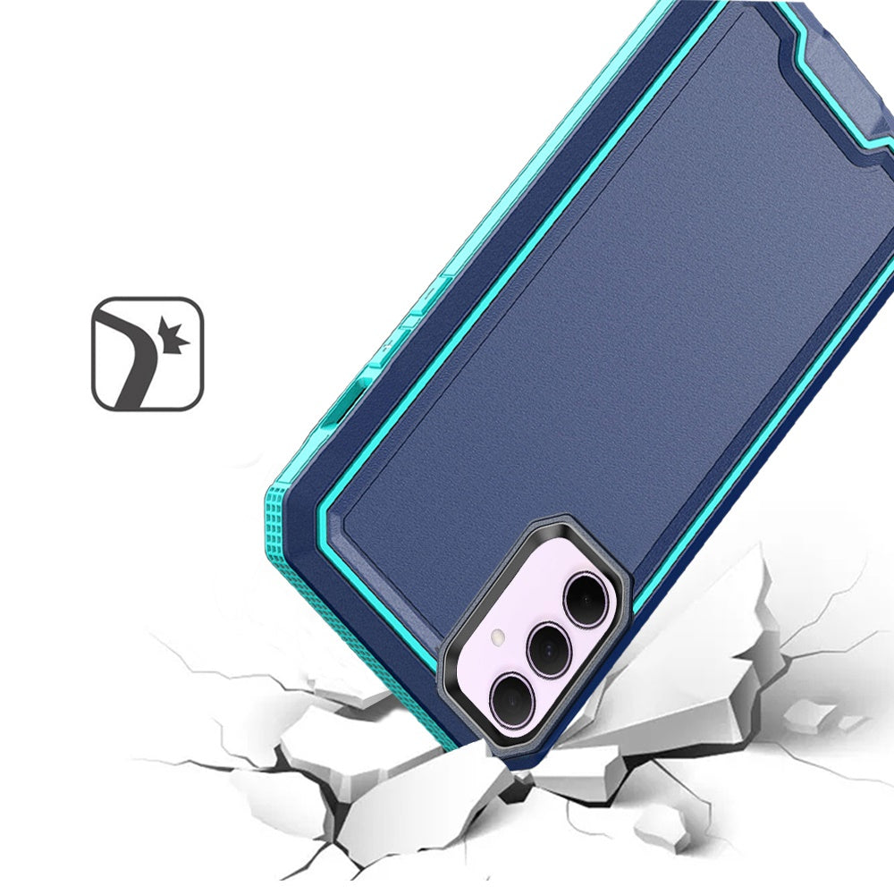 For Samsung Galaxy A16 5G Tough Modern Fused Hybrid Armor Hard PC + TPU Rubber Shockproof Drop Impact Protection Case Cover Blue