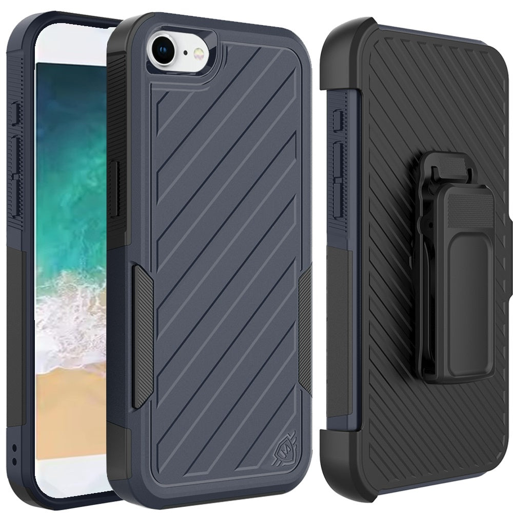 For Apple iPhone 17E /16E Rugged 2in1 Armor Combo Belt Clip Holster, Non-Slip Tough Hybrid lined Shockproof Case Case Cover