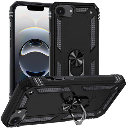 For Apple iPhone 17E /16E Hybrid Shockproof Durable 360 Degree Rotatable Ring Stand Holder Kickstand Fit Magnetic Car Mount Case Cover