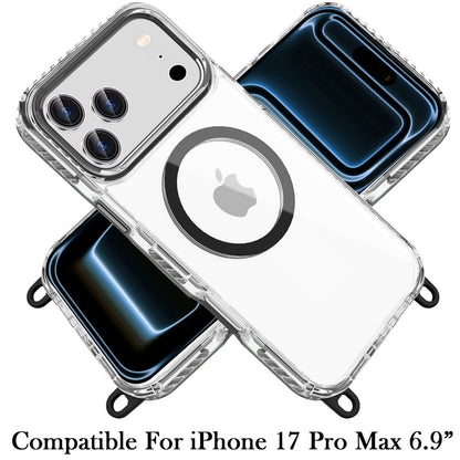 Phone Case for Apple iPhone 17 Pro Max (6.9") Transparent Magnetic Lanyard Shockproof Hybrid Clear Grip Durable Camera Protection TPU Anti-Slip Design Cover
