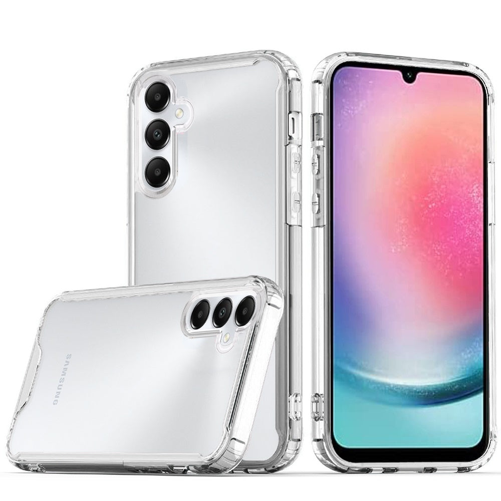 For Samsung Galaxy A26 Clear Colored Shockproof Transparent Hard PC + Rubber TPU Hybrid Bumper Shell Slim Protective Case Cover Clear