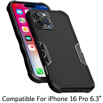 For Apple iPhone 16 Pro (6.3") Slim Tough Shockproof Hybrid Heavy Duty Dual Layer TPU Bumper Rugged Rubber Armor Case Cover