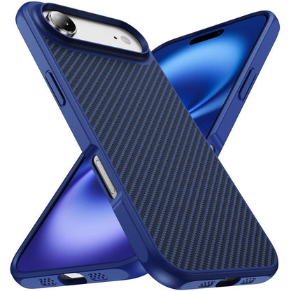 For Apple iPhone 17 Air (6.6") Carbon Fiber Design with Magnetic HQ 2.0mm Thick Hybrid Shockproof Rubber Hard PC Case Cover