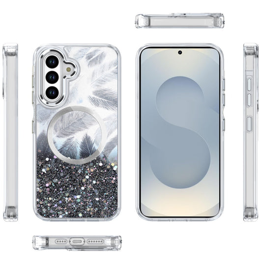 For Samsung Galaxy S26 Epoxy Glitter Shimmer Fashion Case with Magnetic Magsafe Compatible Hybrid Sparkling Slim Protective Case Cover