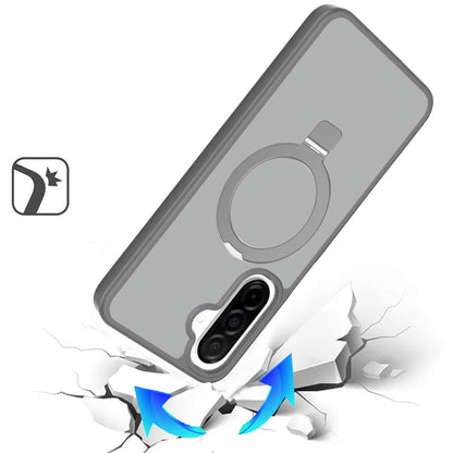 For Samsung Galaxy A37 Magnetic Circle Back with Ring Stand Full Rotation Matte Hybrid Shockproof Case Cover