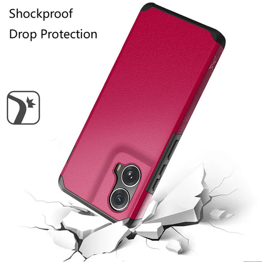 For Motorola Edge 2024 Fashion Graphic Design Hybrid 2in1 Tough Strong Hard PC TPU Frame, Magnet Mount Friendly, Shockproof Protection Case Cover Hotpink