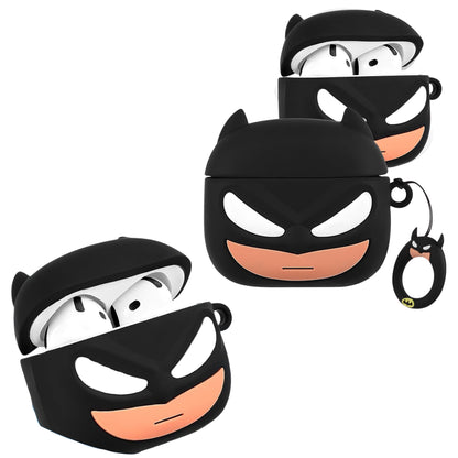 For Airpods Pro 3 Hybrid Cute 3D Fun Design Silicone Skin Cartoon Animal with Keychain Buckle Holder Rubber TPU Soft Case Cover Super Bat