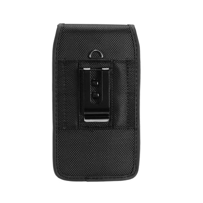 For Apple iPhone 16 Pro (6.3") Pouch Case Universal Vertical Canvas with Belt Clip Loop Holster Military Grade Cell Phone Holder Cover [Black]