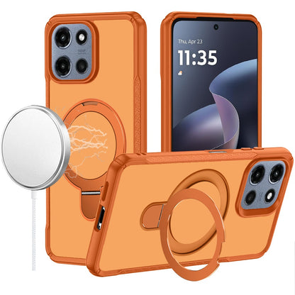 For Motorola Moto G 5G 2026/2025 Matte Finish Magnetic Ring Hybrid Protective Invisible Kickstand Magsafe Compatible Case Cover Cosmic Orange