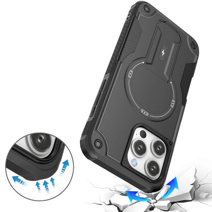 For Apple iPhone 16 Pro Magnetic Invisible Kickstand Holder with Magsafe, Slim Fit Shockproof Hybrid Military Grade Heavy Duty Case Cover