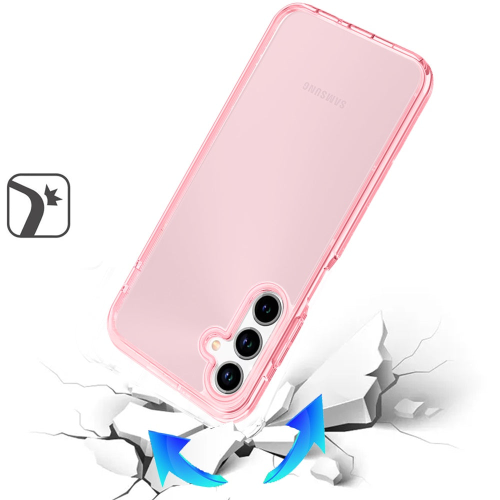 For Samsung Galaxy A16 5G Transparent Shock Absorption Thick TPU Rubber Ultra Thick Hybrid Silicone Protective Slim Back Case Cover Pink