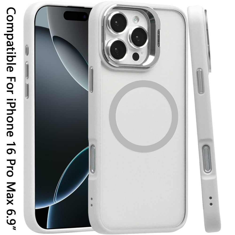 For Apple iPhone 16 Pro Max (6.9") Hybrid Magnetic Cool Case with Camera Stand Fits MagSafe Accessories Shockproof Case Cover