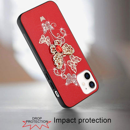 For iPhone 12 / iPhone 12 Pro (6.1") Diamonds 3D Fashion Bling Sparkly Glitter Ornaments Engraving Hybrid with Ring Stand Case Cover